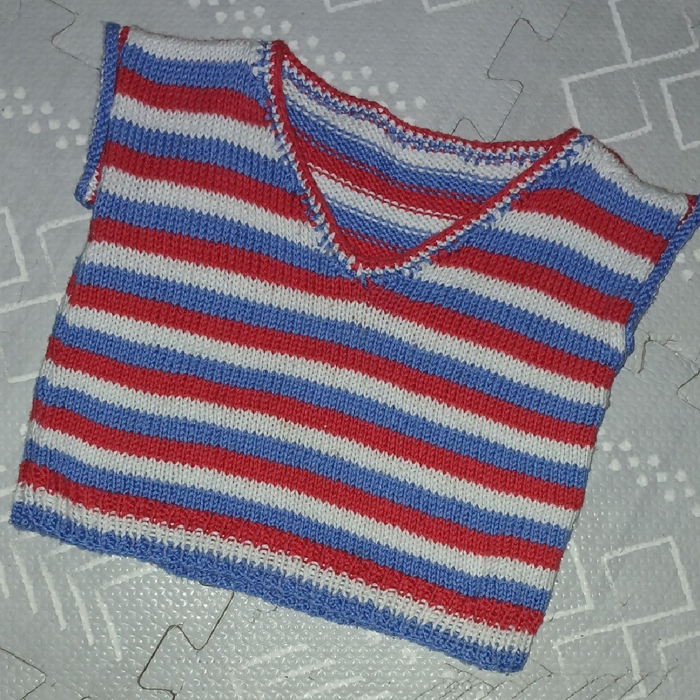 Striped Red, White, and Blue Knit Top 100% Cotton